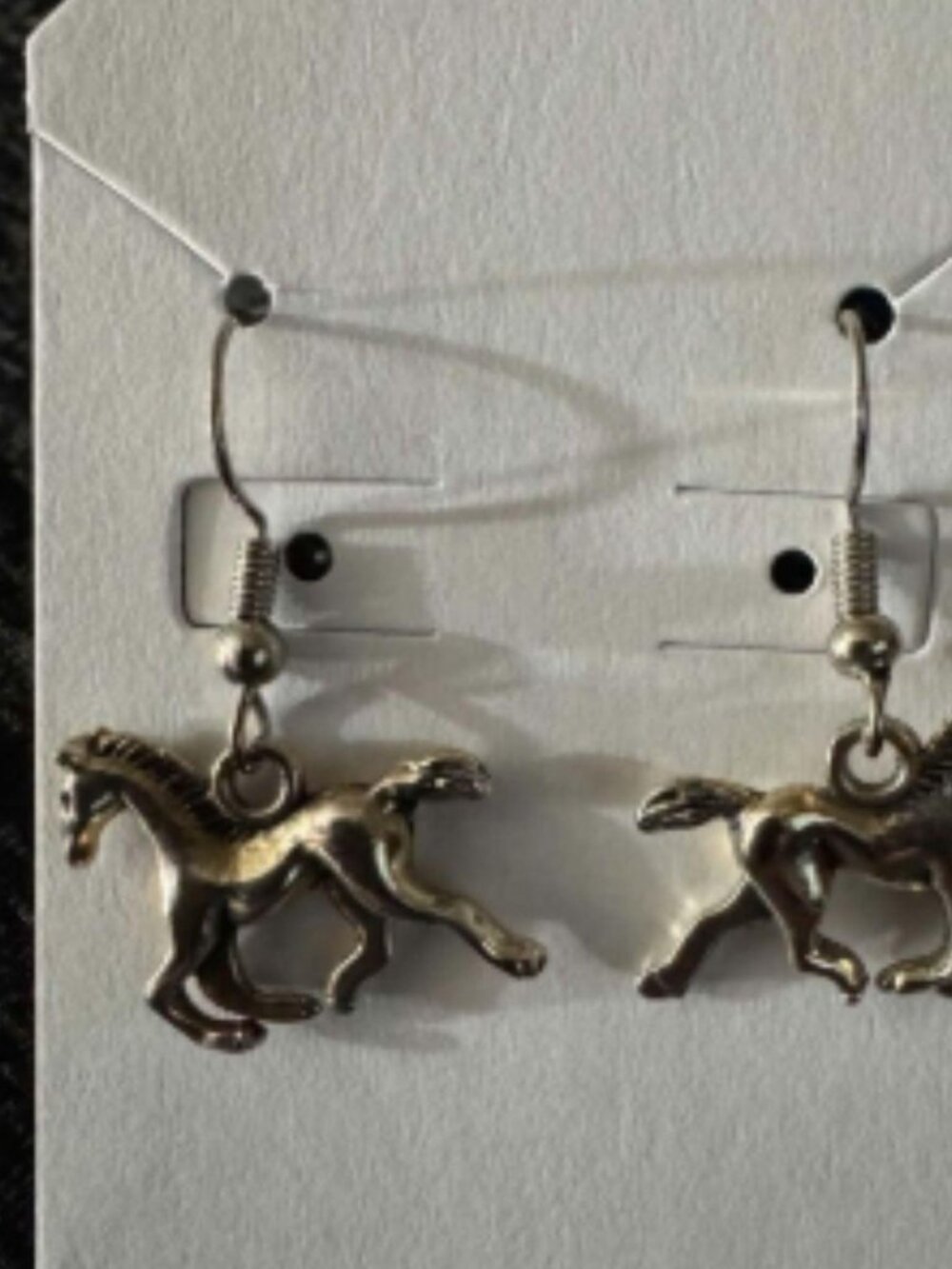 handmade silver-tone running horse earrings